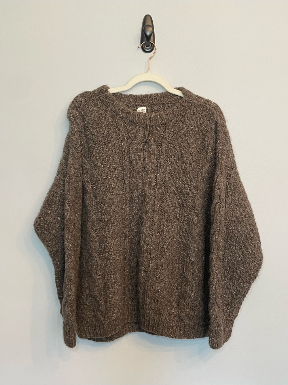 Brown Cable-Knit Crewneck Sweater - Picture 2 of 5